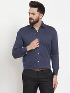 Jainish Navy Men's Cotton Polka Dots Formal Shirts ( SF 736Navy ) | Grocsy