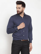 Jainish Navy Men's Cotton Polka Dots Formal Shirts ( SF 736Navy ) | Grocsy