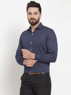 Jainish Navy Men's Cotton Polka Dots Formal Shirts ( SF 736Navy ) | Grocsy