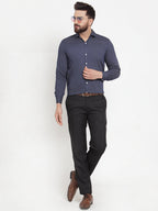 Jainish Navy Men's Cotton Polka Dots Formal Shirts ( SF 736Navy ) | Grocsy