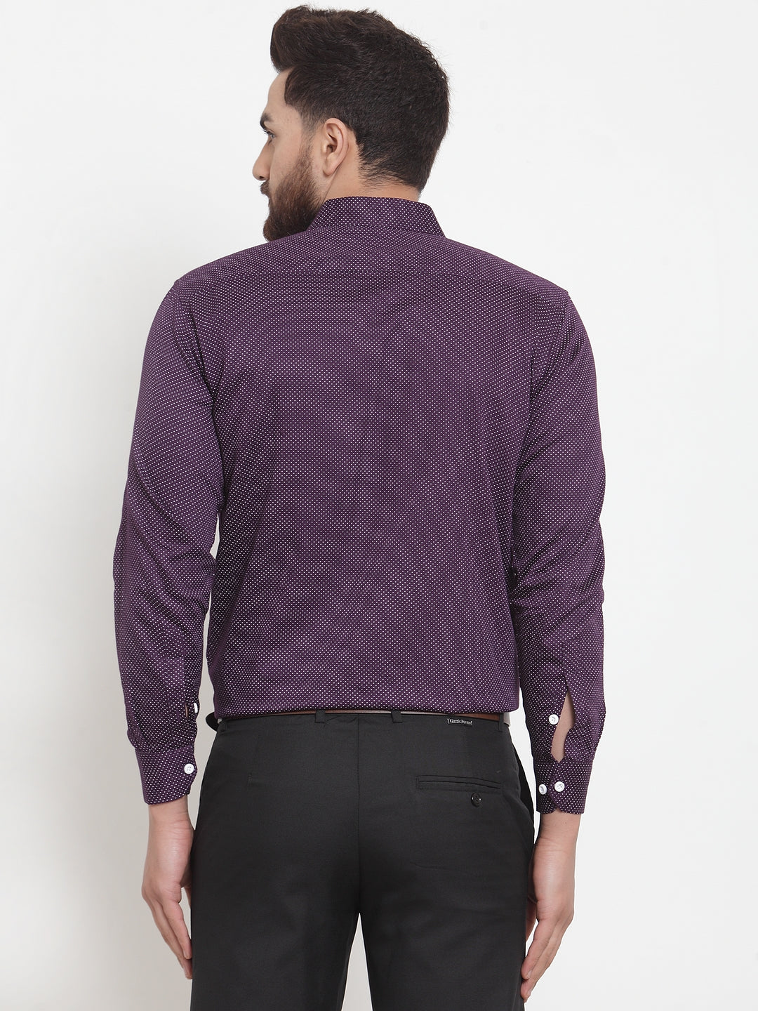 Jainish Purple Men's Cotton Polka Dots Formal Shirts ( SF 736Purple ) | Grocsy