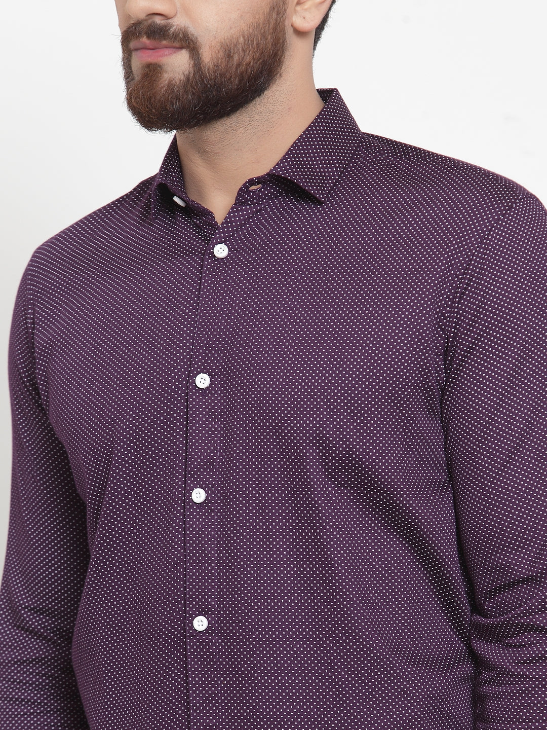 Jainish Purple Men's Cotton Polka Dots Formal Shirts ( SF 736Purple ) | Grocsy