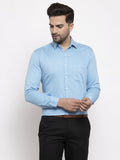 Jainish Blue Men's Cotton Polka Dots Formal Shirts ( SF 736Sky ) | Grocsy