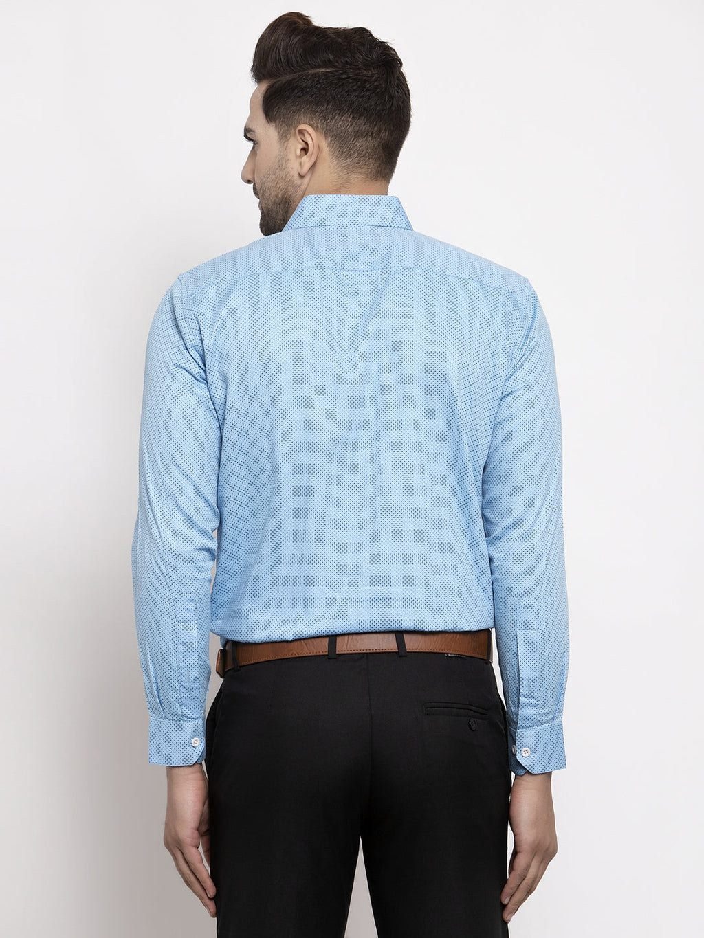Jainish Blue Men's Cotton Polka Dots Formal Shirts ( SF 736Sky ) | Grocsy