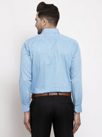 Jainish Blue Men's Cotton Polka Dots Formal Shirts ( SF 736Sky ) | Grocsy