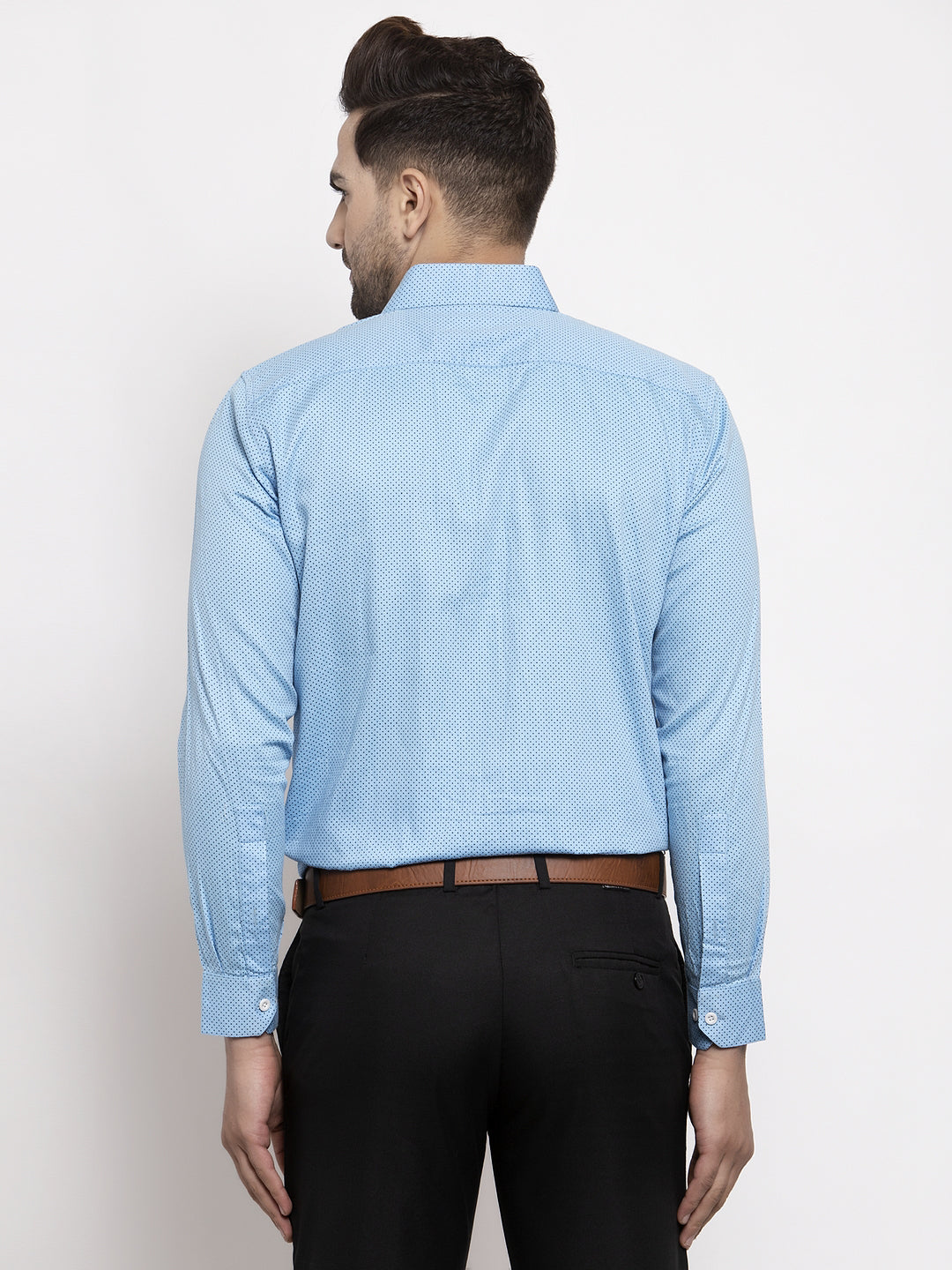 Jainish Blue Men's Cotton Polka Dots Formal Shirts ( SF 736Sky ) | Grocsy