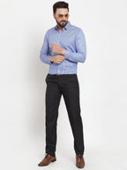 Jainish Blue Men's Cotton Stiped Formal Shirts ( SF 737Blue ) | Grocsy