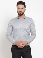 Jainish Grey Men's Cotton Stiped Formal Shirts ( SF 737Grey ) | Grocsy