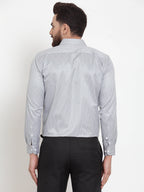 Jainish Grey Men's Cotton Stiped Formal Shirts ( SF 737Grey ) | Grocsy