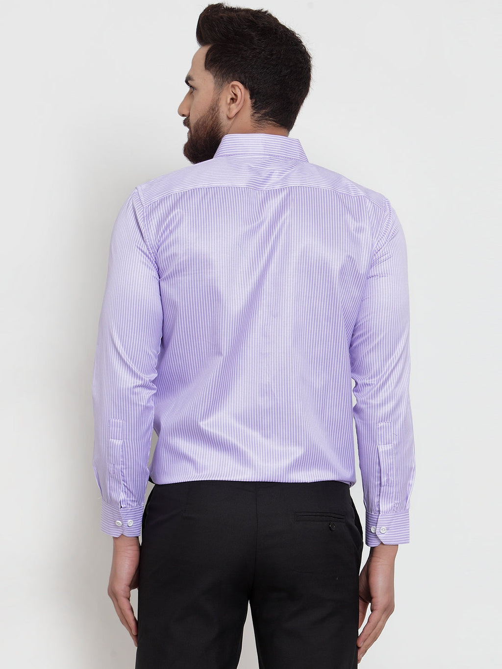 Jainish Purple Men's Cotton Stiped Formal Shirts ( SF 737Light-Purple ) | Grocsy