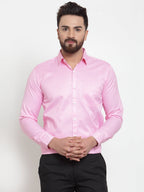 Jainish Pink Men's Cotton Stiped Formal Shirts ( SF 737Pink ) | Grocsy