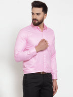 Jainish Pink Men's Cotton Stiped Formal Shirts ( SF 737Pink ) | Grocsy