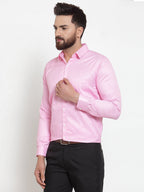 Jainish Pink Men's Cotton Stiped Formal Shirts ( SF 737Pink ) | Grocsy