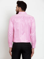 Jainish Pink Men's Cotton Stiped Formal Shirts ( SF 737Pink ) | Grocsy