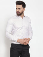 Jainish White Men's Cotton Stiped Formal Shirts ( SF 737White ) | Grocsy