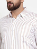 Jainish White Men's Cotton Stiped Formal Shirts ( SF 737White ) | Grocsy