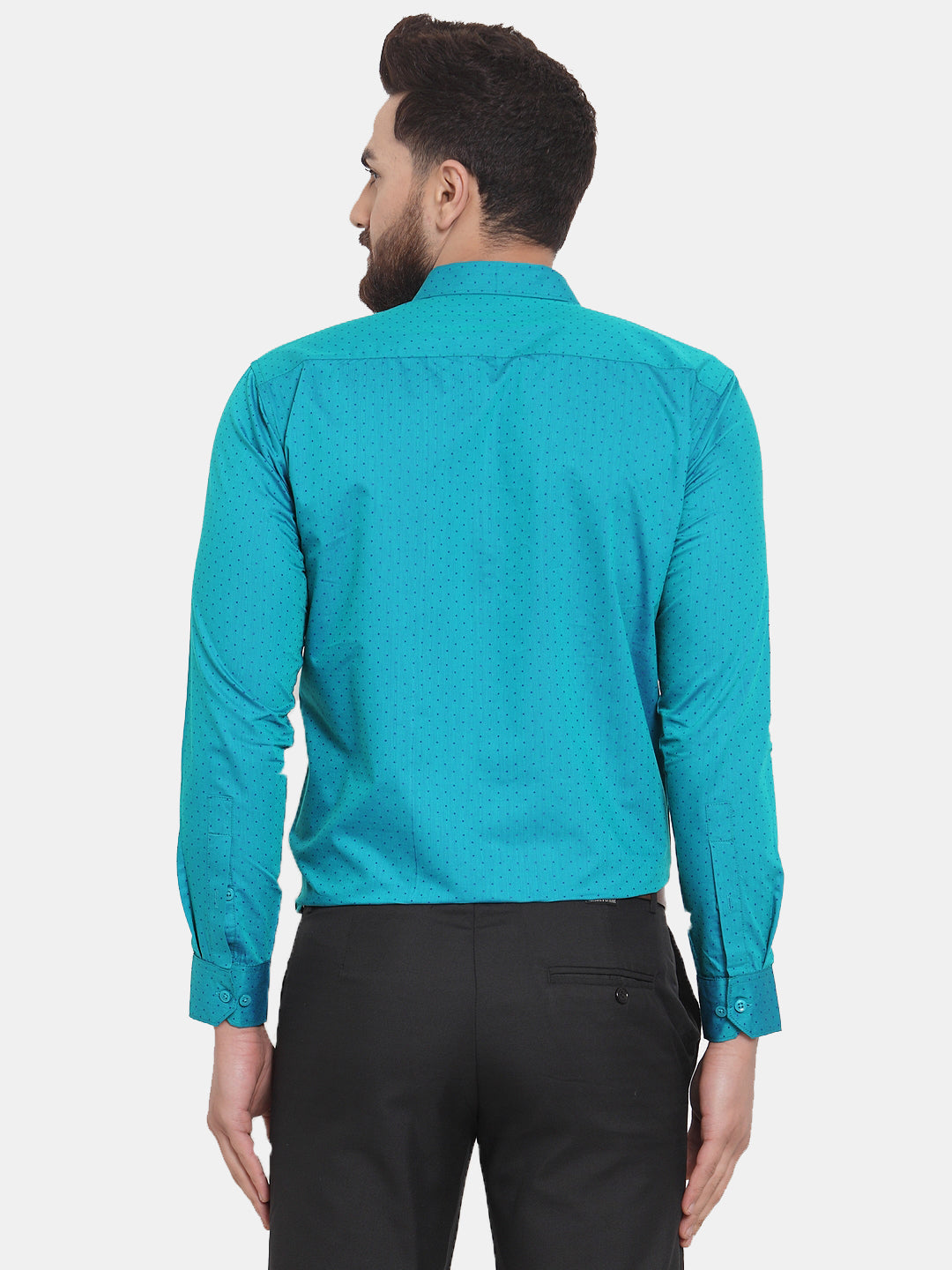Jainish Green Men's Cotton Polka Dots Formal Shirts ( SF 739Green ) | Grocsy