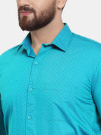 Jainish Green Men's Cotton Polka Dots Formal Shirts ( SF 739Green ) | Grocsy