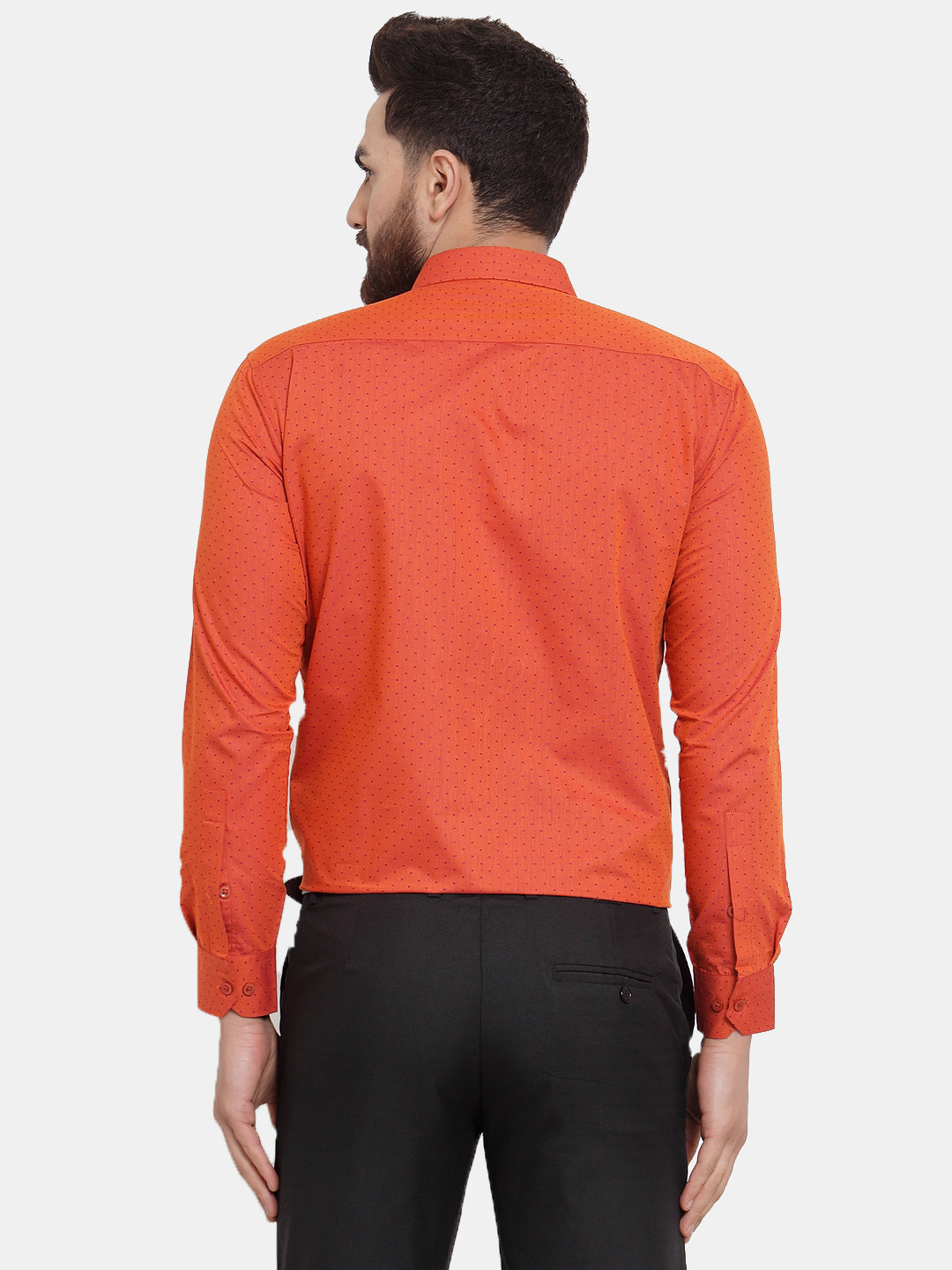 Jainish Orange Men's Cotton Polka Dots Formal Shirts ( SF 739Orange ) | Grocsy