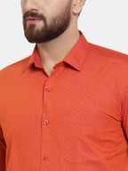 Jainish Orange Men's Cotton Polka Dots Formal Shirts ( SF 739Orange ) | Grocsy