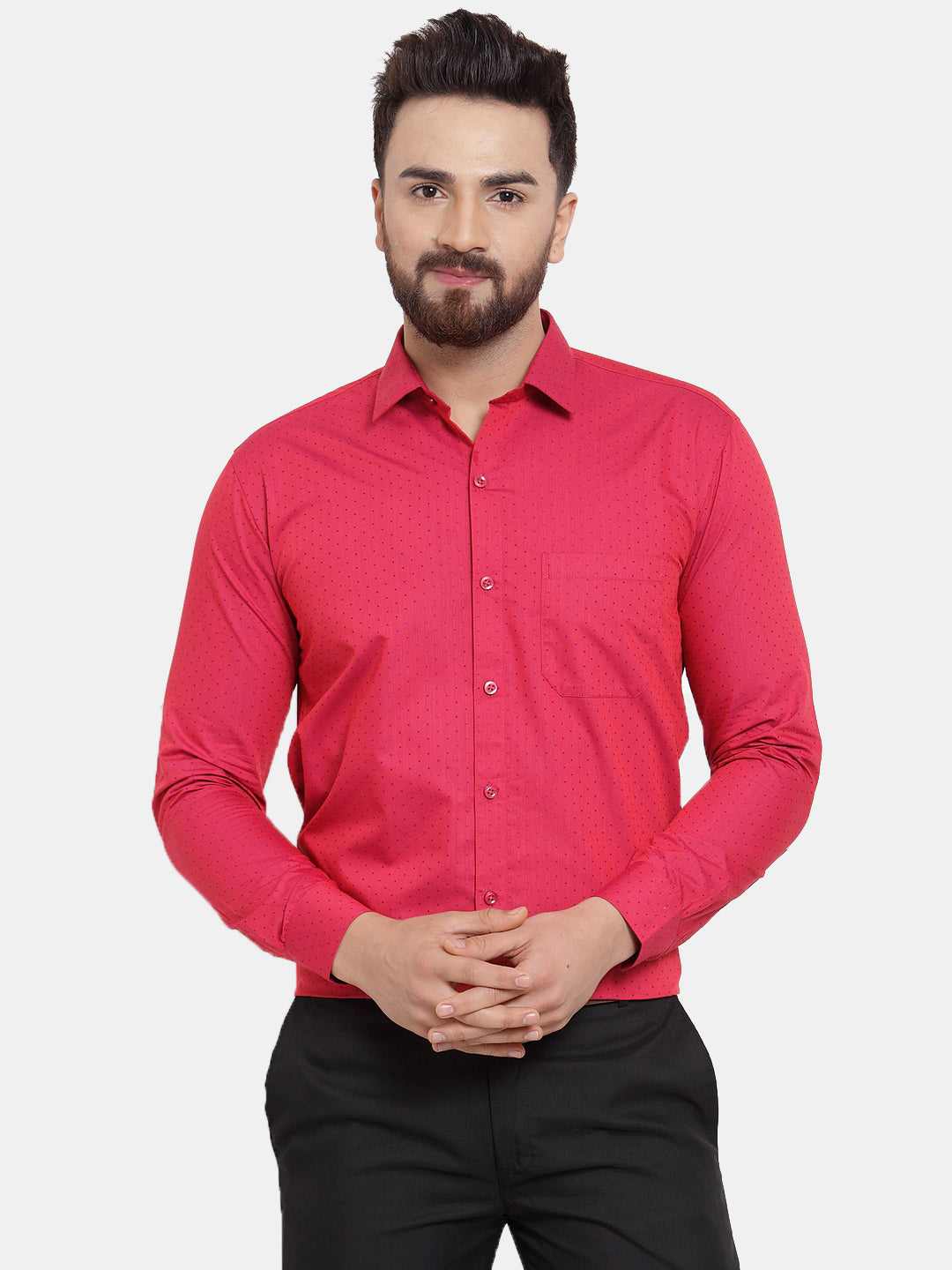 Jainish Red Men's Cotton Polka Dots Formal Shirts ( SF 739Red ) | Grocsy