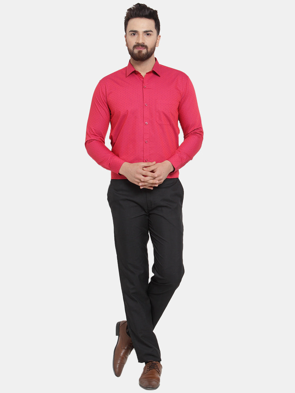 Jainish Red Men's Cotton Polka Dots Formal Shirts ( SF 739Red ) | Grocsy