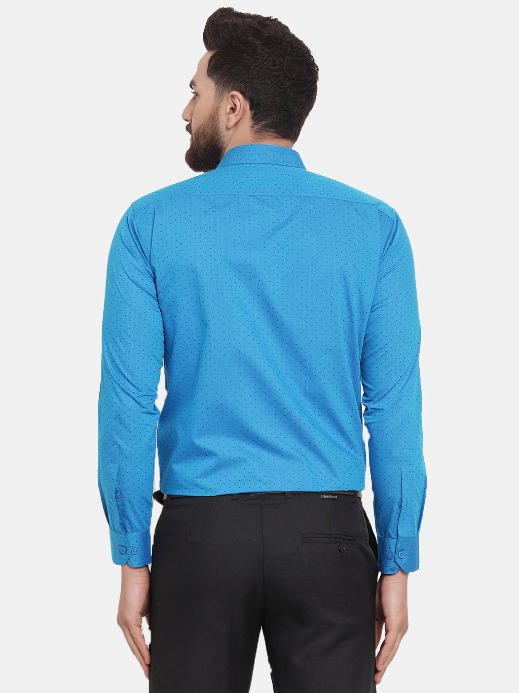 Jainish Blue Men's Cotton Polka Dots Formal Shirts ( SF 739Sky ) | Grocsy