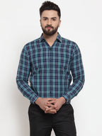 Jainish Green Men's Cotton Checked Formal Shirts ( SF 741Green ) | Grocsy