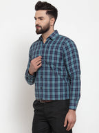 Jainish Green Men's Cotton Checked Formal Shirts ( SF 741Green ) | Grocsy