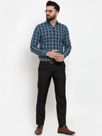 Jainish Green Men's Cotton Checked Formal Shirts ( SF 741Green ) | Grocsy
