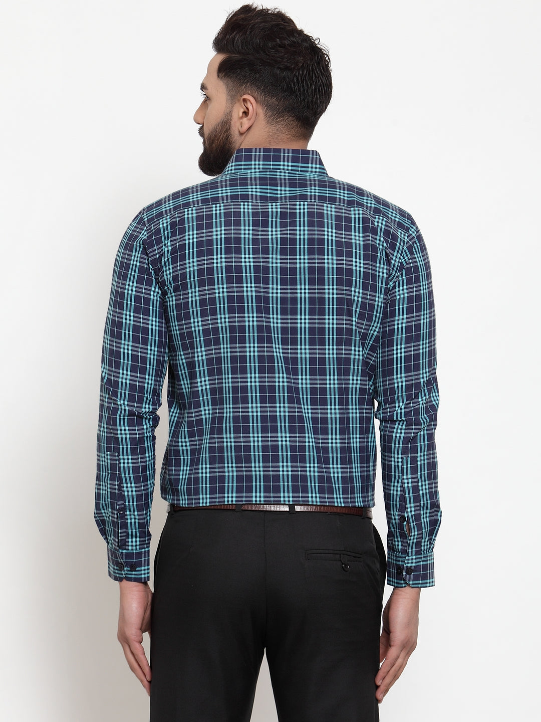 Jainish Green Men's Cotton Checked Formal Shirts ( SF 741Green ) | Grocsy