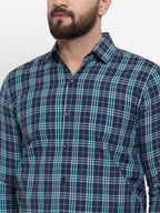 Jainish Green Men's Cotton Checked Formal Shirts ( SF 741Green ) | Grocsy