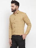 Jainish Beige Men's Cotton Checked Formal Shirts ( SF 742Rust ) | Grocsy