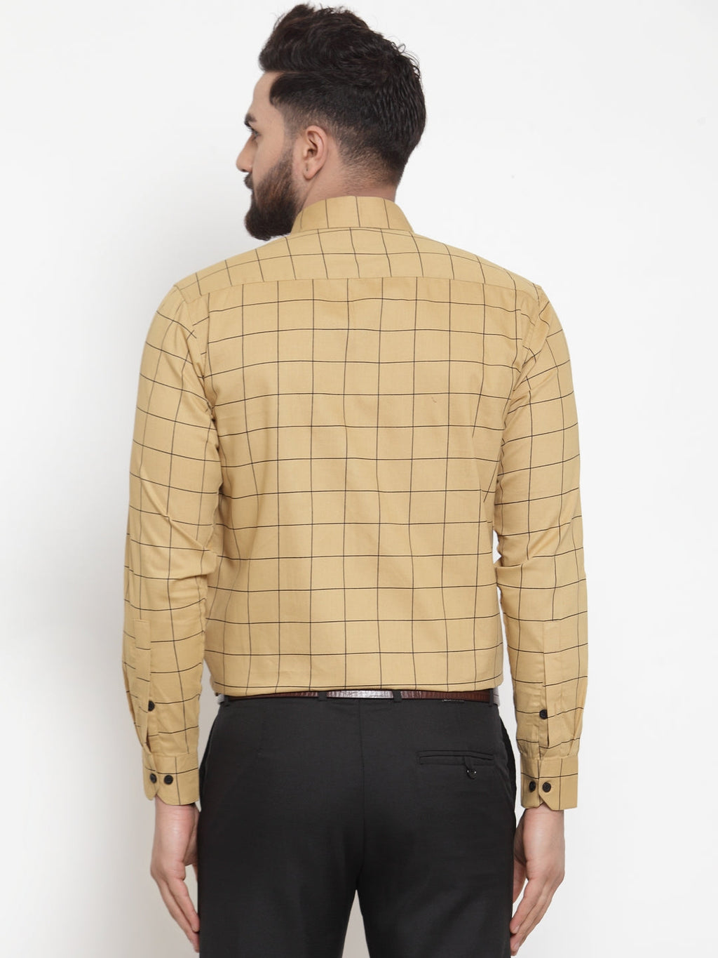 Jainish Beige Men's Cotton Checked Formal Shirts ( SF 742Rust ) | Grocsy