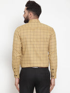 Jainish Beige Men's Cotton Checked Formal Shirts ( SF 742Rust ) | Grocsy