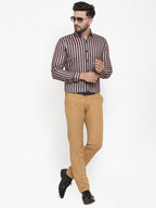 Jainish Black Men's Cotton Striped Formal Shirts ( SF 744Multi-Black ) | Grocsy