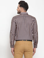 Jainish Black Men's Cotton Striped Formal Shirts ( SF 744Multi-Black ) | Grocsy