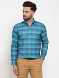 Jainish Blue Men's Cotton Checked Formal Shirt's ( SF 746Sky ) | Grocsy