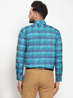 Jainish Blue Men's Cotton Checked Formal Shirt's ( SF 746Sky ) | Grocsy