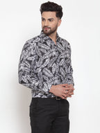 Jainish Black Men's Cotton Printed Formal Shirt's ( SF 747Black ) | Grocsy