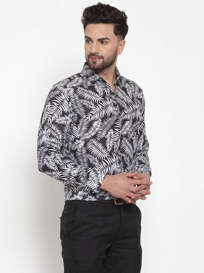 Jainish Black Men's Cotton Printed Formal Shirt's ( SF 747Black ) | Grocsy