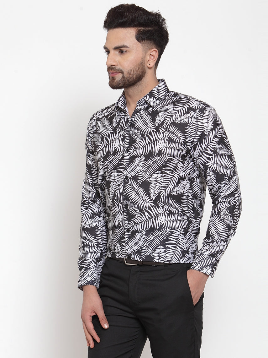 Jainish Black Men's Cotton Printed Formal Shirt's ( SF 747Black ) | Grocsy