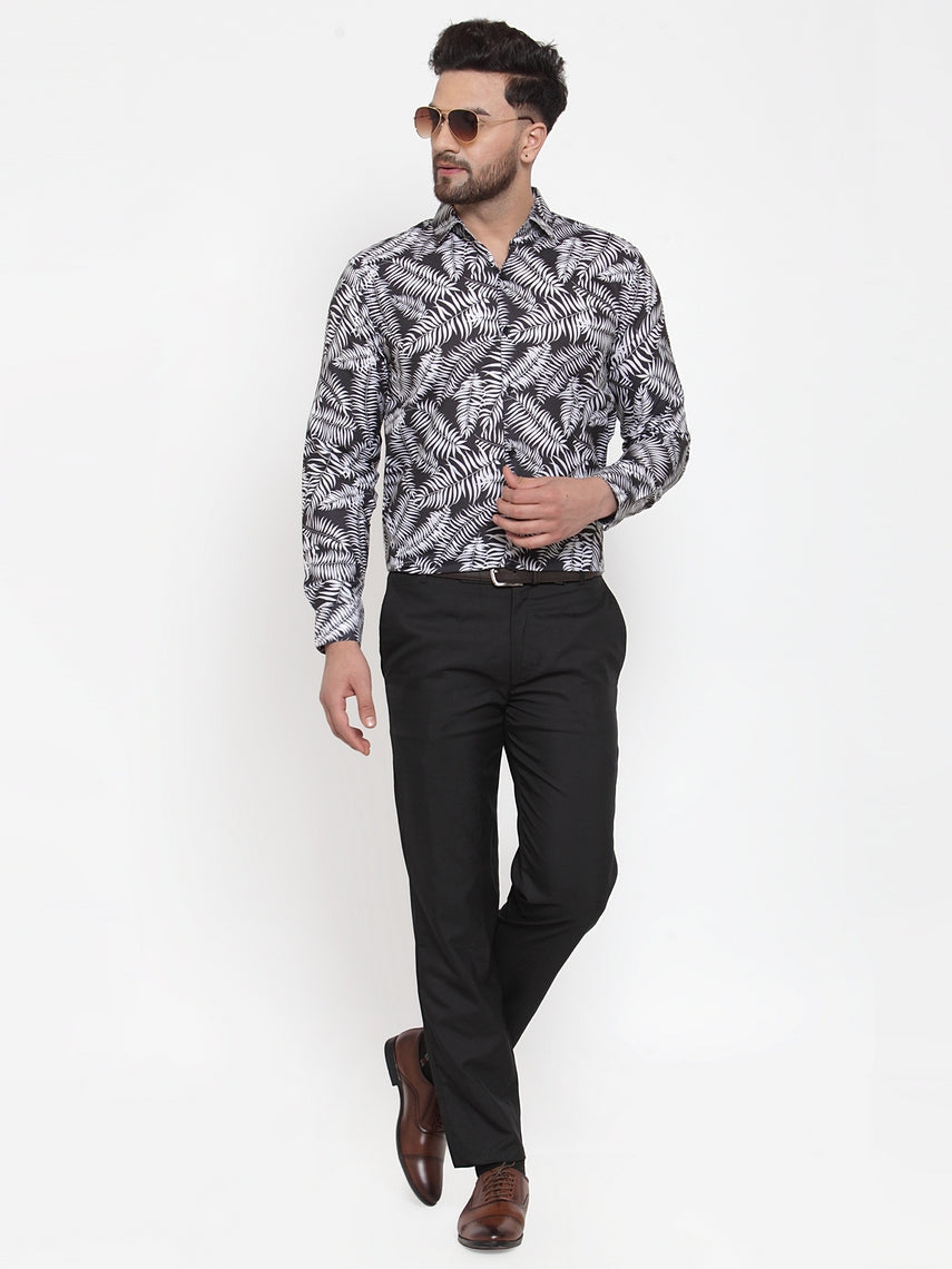 Jainish Black Men's Cotton Printed Formal Shirt's ( SF 747Black ) | Grocsy