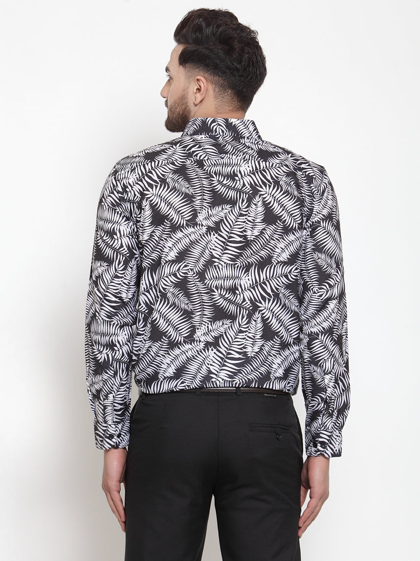 Jainish Black Men's Cotton Printed Formal Shirt's ( SF 747Black ) | Grocsy
