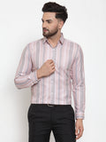 Jainish Pink Men's Cotton Striped Formal Shirt's ( SF 748Light-Pink ) | Grocsy