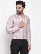 Jainish Pink Men's Cotton Striped Formal Shirt's ( SF 748Light-Pink ) | Grocsy