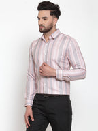 Jainish Pink Men's Cotton Striped Formal Shirt's ( SF 748Light-Pink ) | Grocsy