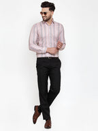 Jainish Pink Men's Cotton Striped Formal Shirt's ( SF 748Light-Pink ) | Grocsy