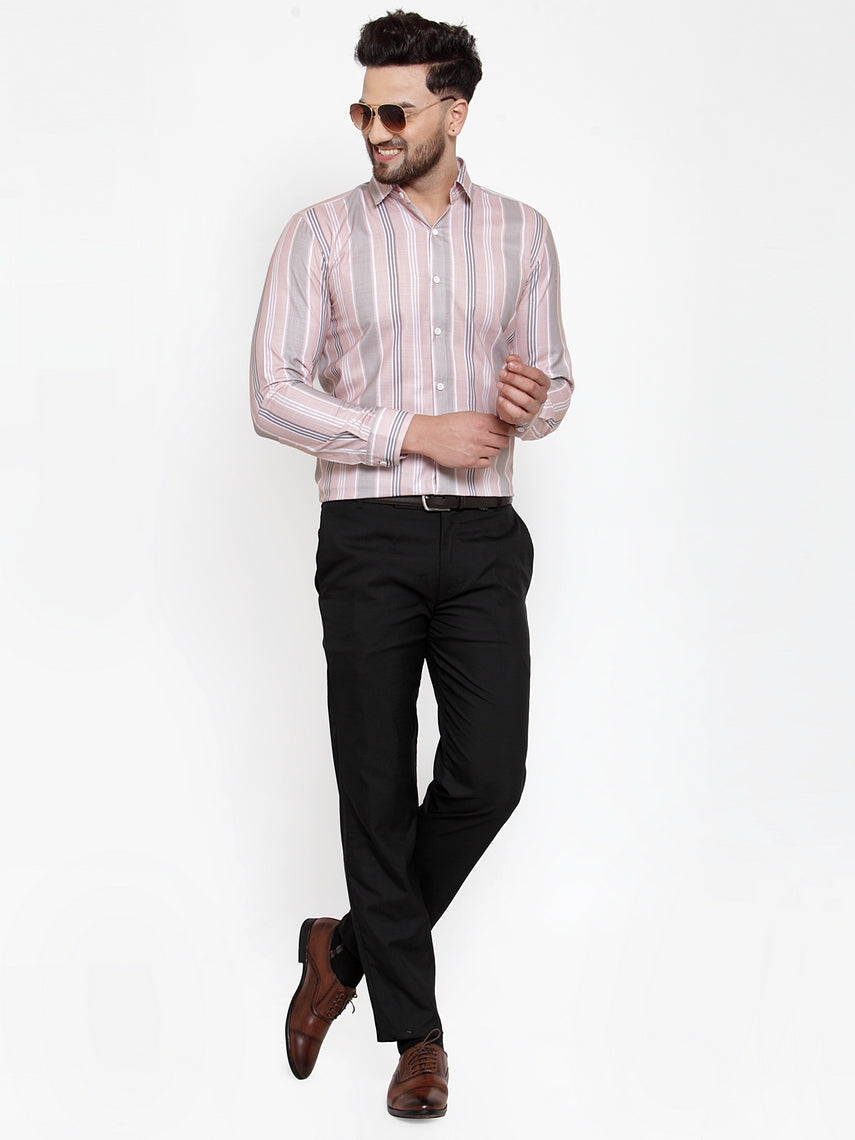 Jainish Pink Men's Cotton Striped Formal Shirt's ( SF 748Light-Pink ) | Grocsy