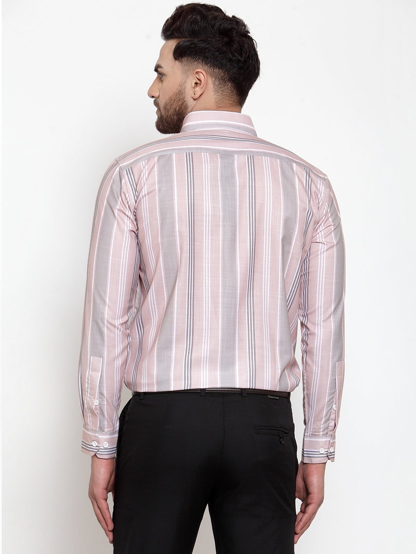Jainish Pink Men's Cotton Striped Formal Shirt's ( SF 748Light-Pink ) | Grocsy